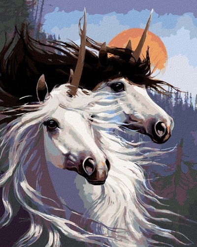 Maľovanie podľa čísel Pár jednorožcov (Northern Promotions) 40x50cm Zuty