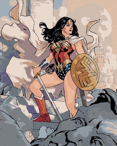 Maľovanie podľa čísel Wonder Woman a zrúcanina 40x50cm Zuty