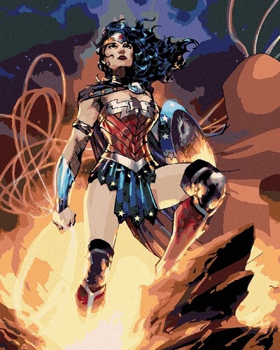 Maľovanie podľa čísel Wonder Woman: Na skale 40x50cm Zuty