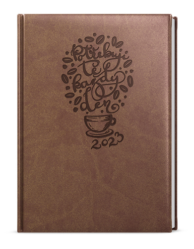 Denný diár Adam 2023 Vivella s ražbou B6 moka Káva, 120 x 165 mm