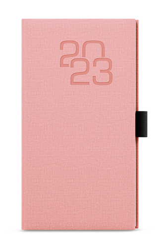 Týždenný diár Jakub 2023 Fabric vreckový, ružová, 75 x 150 mm