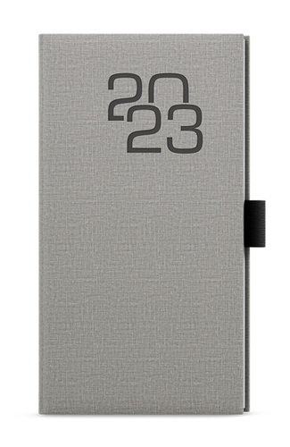 Týždenný diár Jakub 2023 Fabric vreckový, šedá, 75 x 150 mm