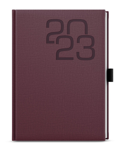Týždenný diár Oskar 2023 Fabric A5 bordó, 143 x 205 mm