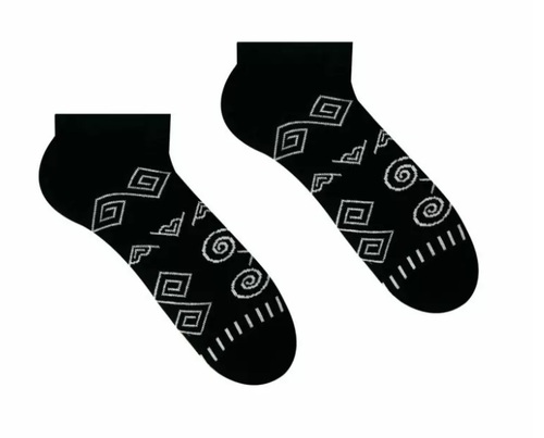 HestySocks Unisex členkové ponožky Čičmany čierne HestySocks (veľkosť: 39-42)
