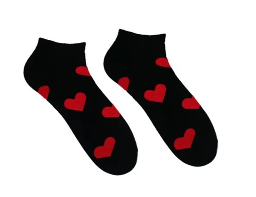Unisex členkové ponožky Srdiečko čierne HestySocks (veľkosť: 35-38)