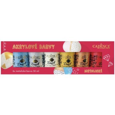 Cadence Akrylové farby Cadence sada 6 ks metalické 30 ml