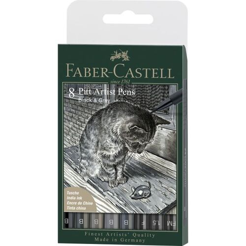 Faber-Castell Umelecké Popisovače Faber-Castell Pitt Artist Pen Brush Grey & Black 8 ks