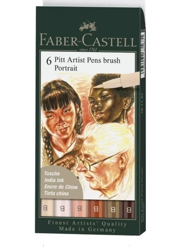 Umelecké Popisovače Faber-Castell Pitt Artist Pen Brush Portrait 6ks