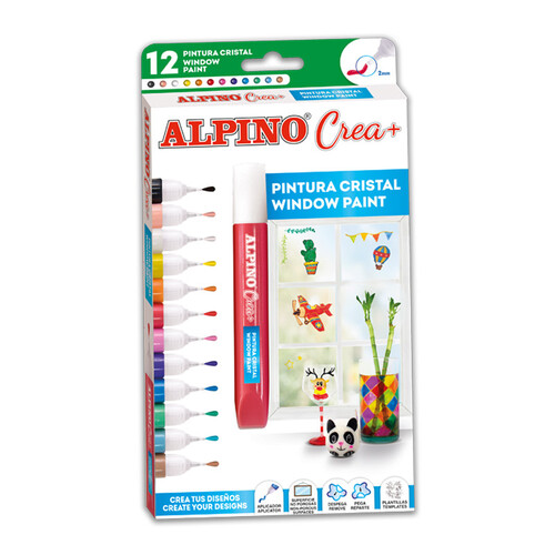 Alpino Crea okenné farby na zdobenie 12 ks