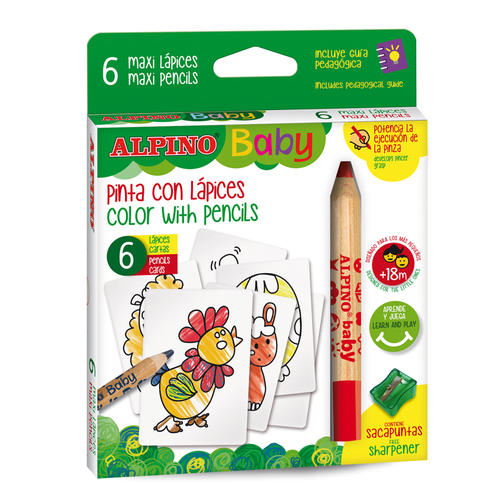 Alpino Alpino Farebné detské ceruzky s omaľovánkami 6ks