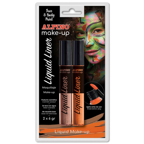 Alpino Alpino MakeUp farba na tvár Liquid Liner oranžová a hnedá 2 ks/6 g