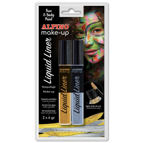 Alpino Alpino MakeUp farba na tvár Liquid Liner strieborná a zlatá 2 ks/6 g