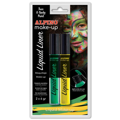 Alpino Alpino MakeUp farba na tvár Liquid Liner žltá a zelená 2 ks/6 g