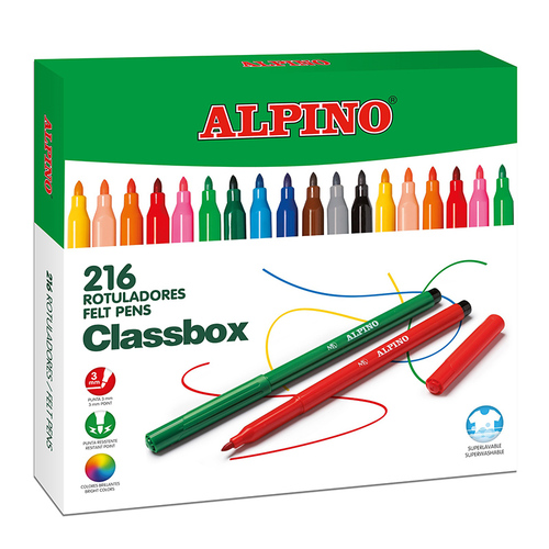  Alpino Alpino Veľké balenie 216 farebných fixiek 18 x 12 farieb