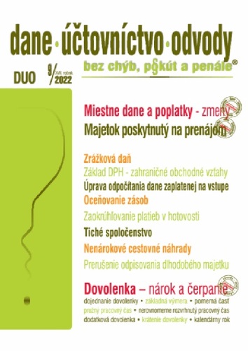 Kniha DUO 9/2022 – Miestne dane a poplatky, Nárok a čerpanie dovolenky