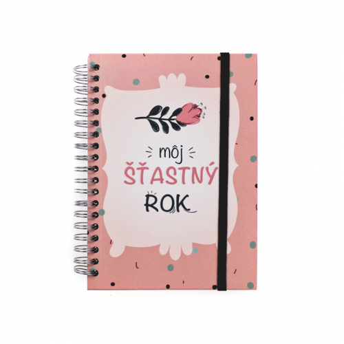 Nedátovaný krúžkový diár - Môj šťastný rok Floral