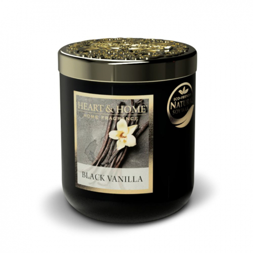 Stredná sviečka Heart & Home Čierna vanilka, 115g
