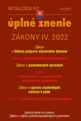 Kniha Aktualizácia IV/2 2022 – bývanie, stavebný zákon