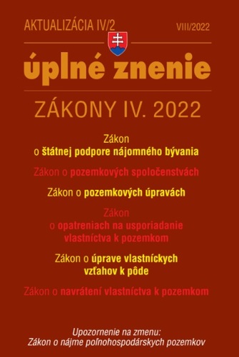 Zákony 2022 IV aktualizácia IV 2 - bývanie, stavebný zákon