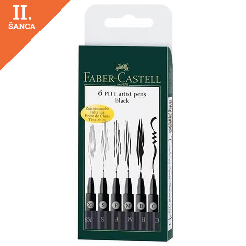 Lacné: Umelecké Popisovače Faber-Castell Pitt Artist Pen Col. 199 6 ks