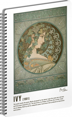 Špirálový zošit Alphonse Mucha: Ivy, 60 strán