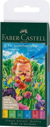 Popisovač Faber-Castell Pitt Artist Pen Brush Spring 6 ks