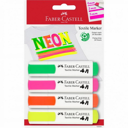 Popisovače na textil Faber-Castell Neon 4 ks
