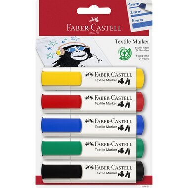 Popisovače na textil Faber-Castell základné farby 5 ks