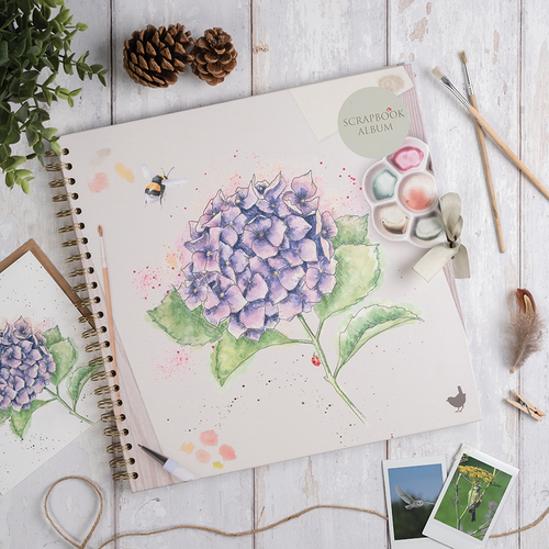 Scrapbook album s hrebeňovou väzbou "Hydrangea" Wrendale Designs – hortenzia