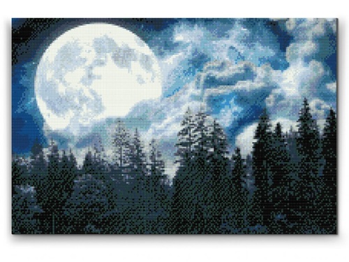 Diamantovanie podľa čísiel Spln nad lesom (40x60cm)