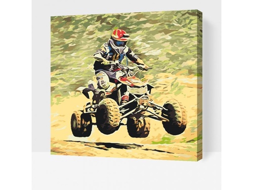 Maľovanie podľa čísiel Adrenalín na štyroch kolesách (50x50cm)