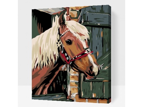 Maľovanie podľa čísiel Koník v stajni (40x50cm)