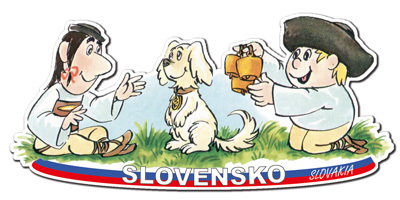 Drevená magnetka Maťko a Kubko (so psíkom), Slovensko