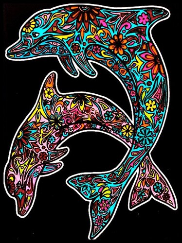 Colorvelvet zamatový obrázok Delfíny A4
