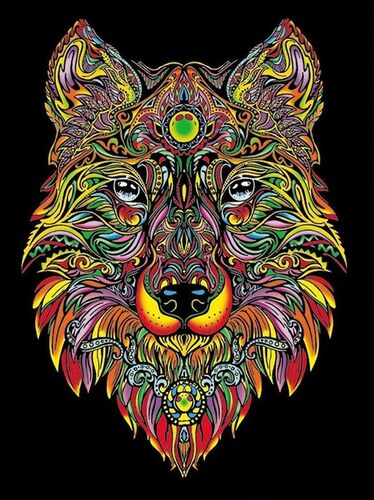 Colorvelvet zamatový obrázok Vlk A4