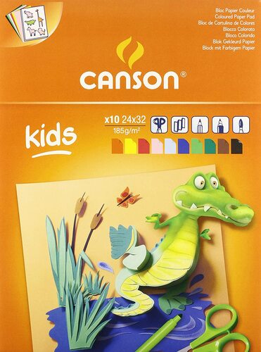Canson CANSON Kids skicár 185g, 10 listov - 10 farieb, 24x32cm