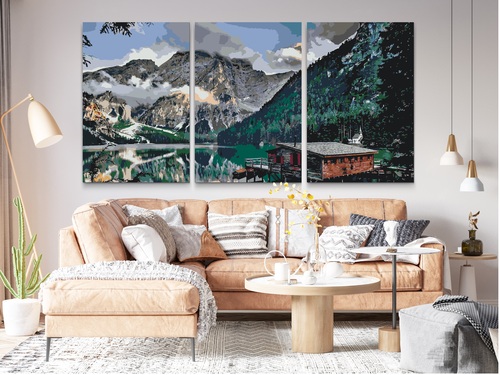Maľovanie podľa čísiel Horská chata (sada 3ks, 3x 40x60cm)