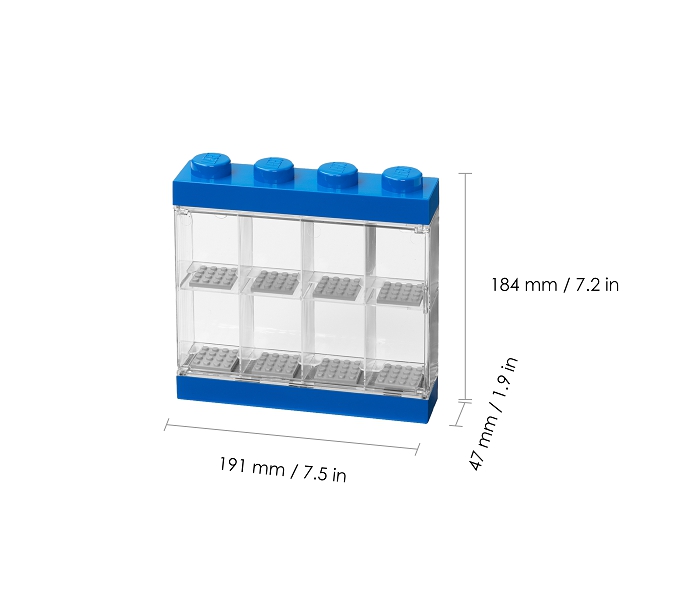 LEGO zberateľská skrinka na 8 minifigúrok, modrá