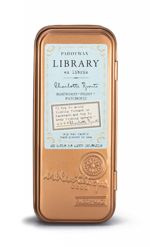 Paddywax LIBRARY Voňavá knihožrútska sójová sviečka v plechovke Charlotte Bronte 70g