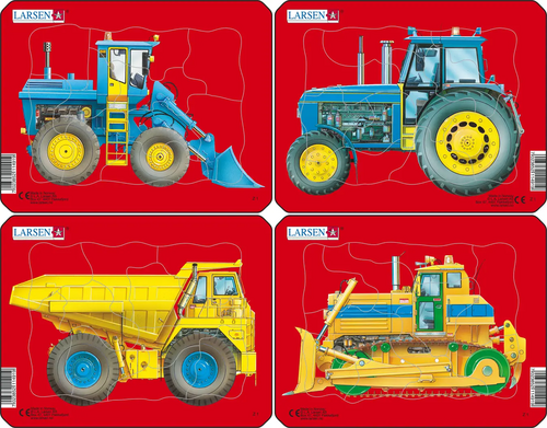 Puzzle Traktor, Nákladiak, Bager, Buldozér Larsen Z1-ZZ