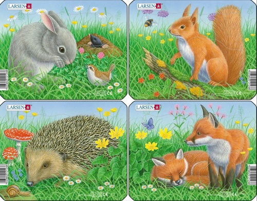 Puzzle Zajac, veverička, Ježko, Líška Larsen Z12-ZZ