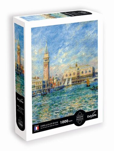 Puzzle Pohľad na Benátky: Dóžov palác 1000 (Vue de Venise: Le Palais des Doges - Pierre-Auguste Renoir)