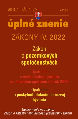 Kniha Aktualizácia IV/3 2022 – bývanie, stavebný zákon