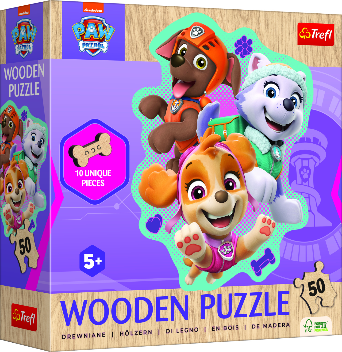Drevené puzzle Junior - Labková patrola 50 Trefl