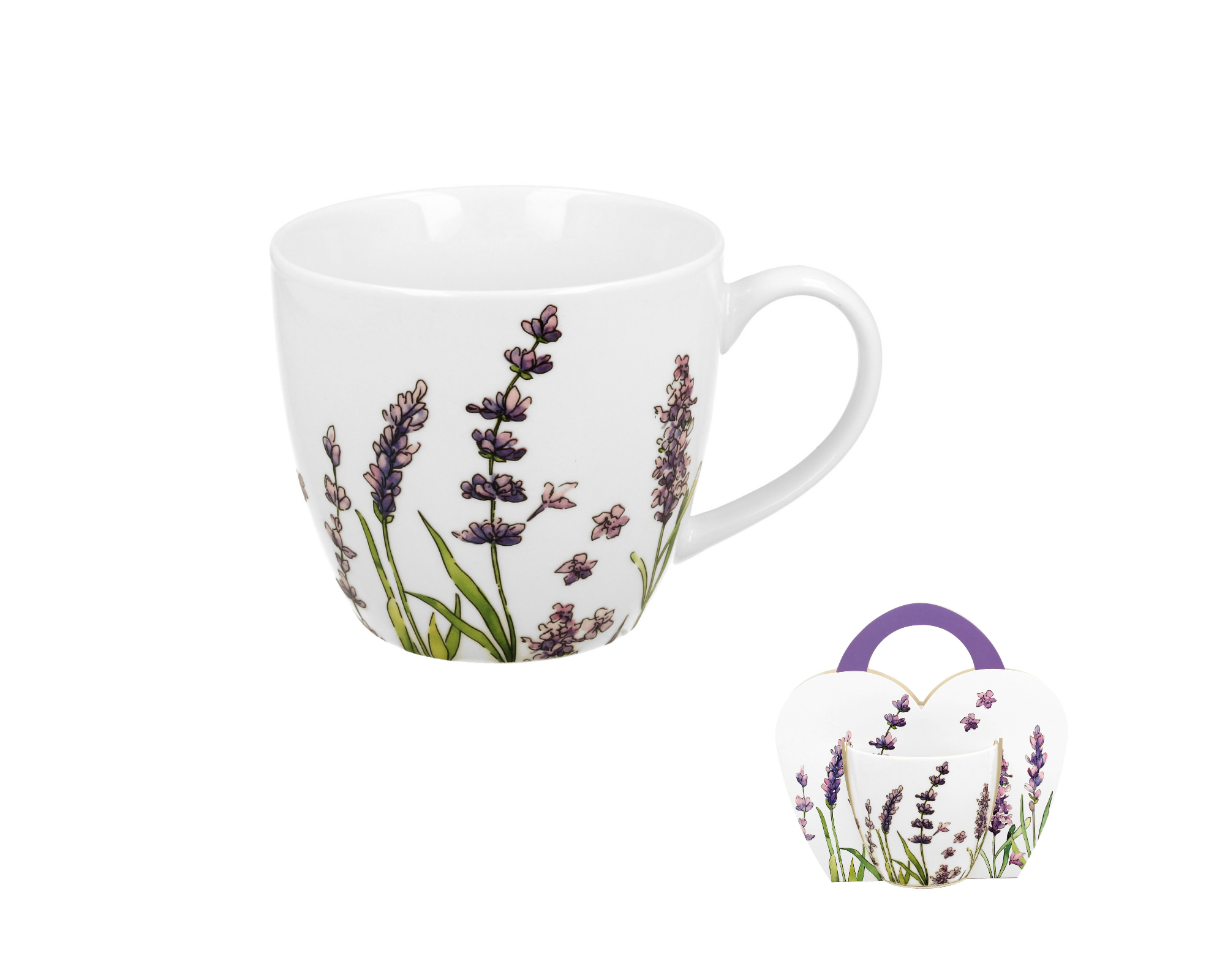 Klasický porcelánový hrnček Levanduľa 460 ml