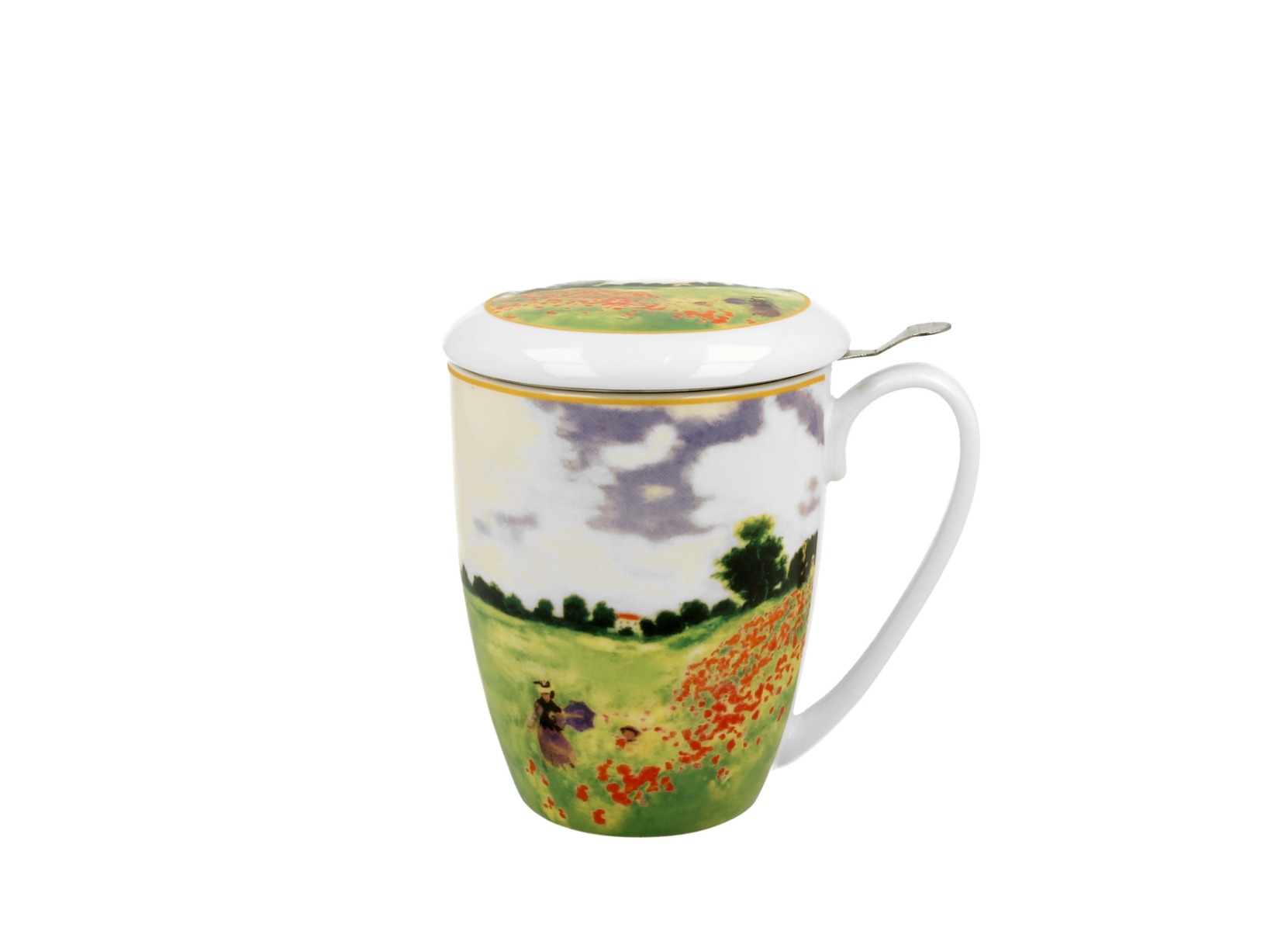 Porcelánový hrnček so sitkom a krytom Claude Monet - Poppy Field 380 ml