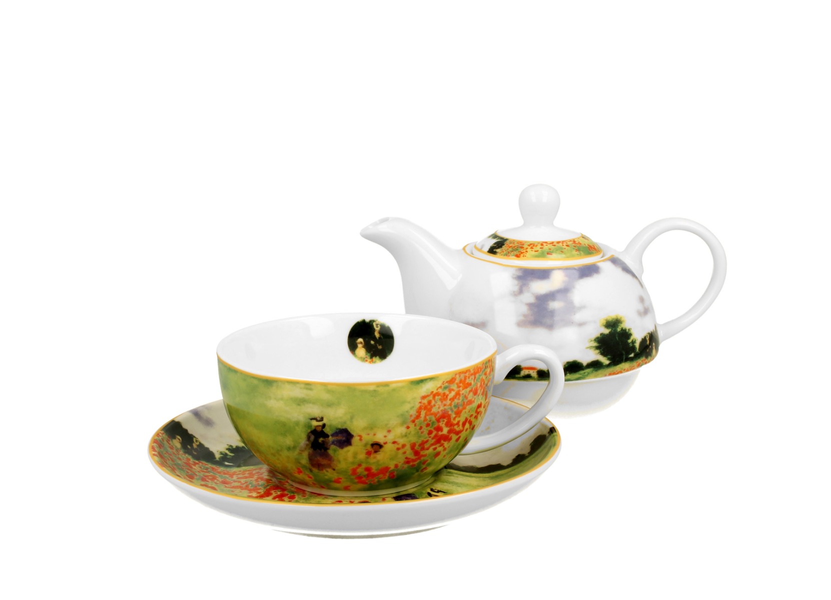 Porcelánový set na čaj pre jedného Claude Monet - Poppy Field 350 ml