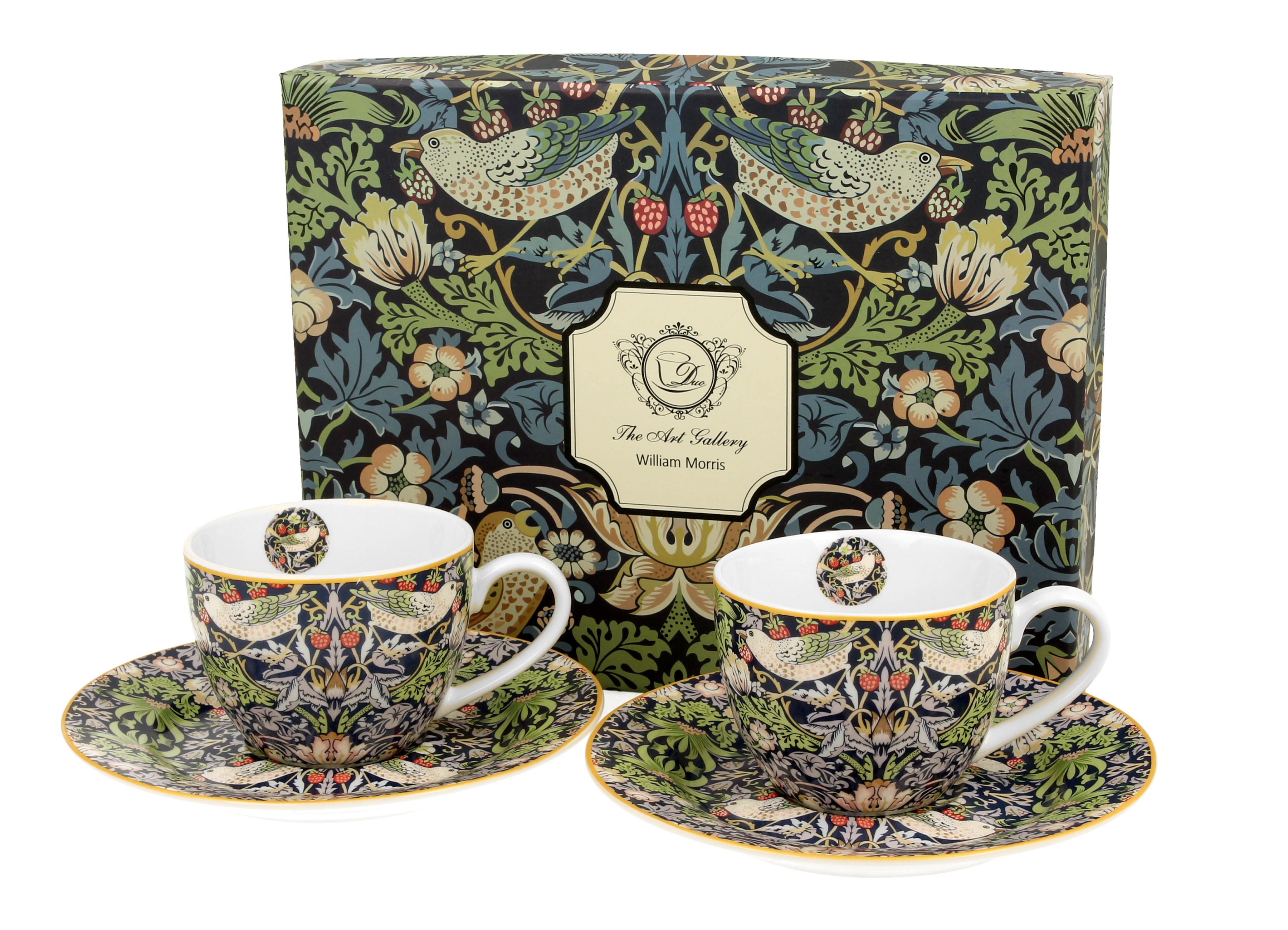Sada dvoch espresso šálok s podšálkou William Morris - Strawberry Thief Blue 90 ml