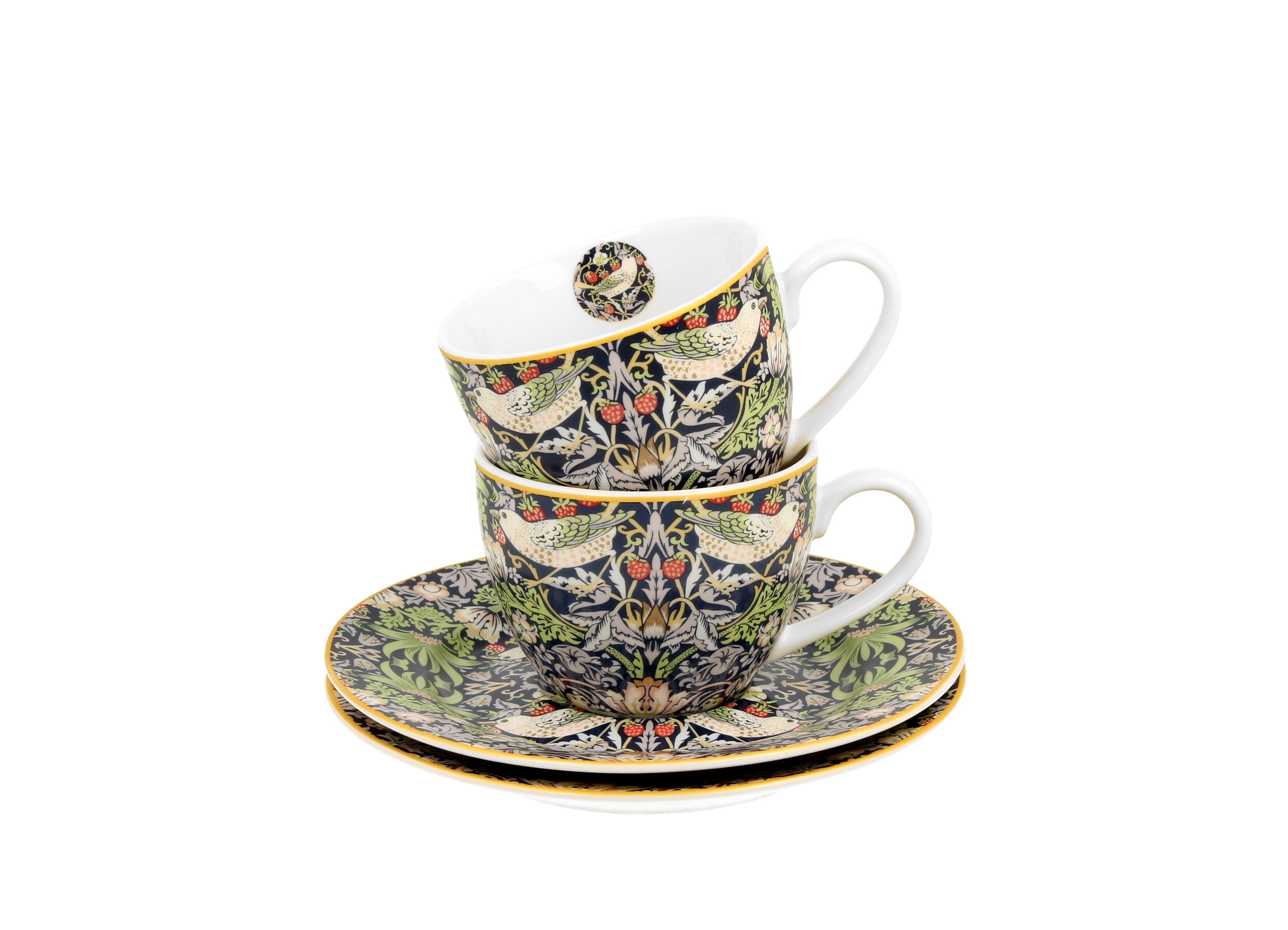 Sada dvoch espresso šálok s podšálkou William Morris - Strawberry Thief Blue 90 ml