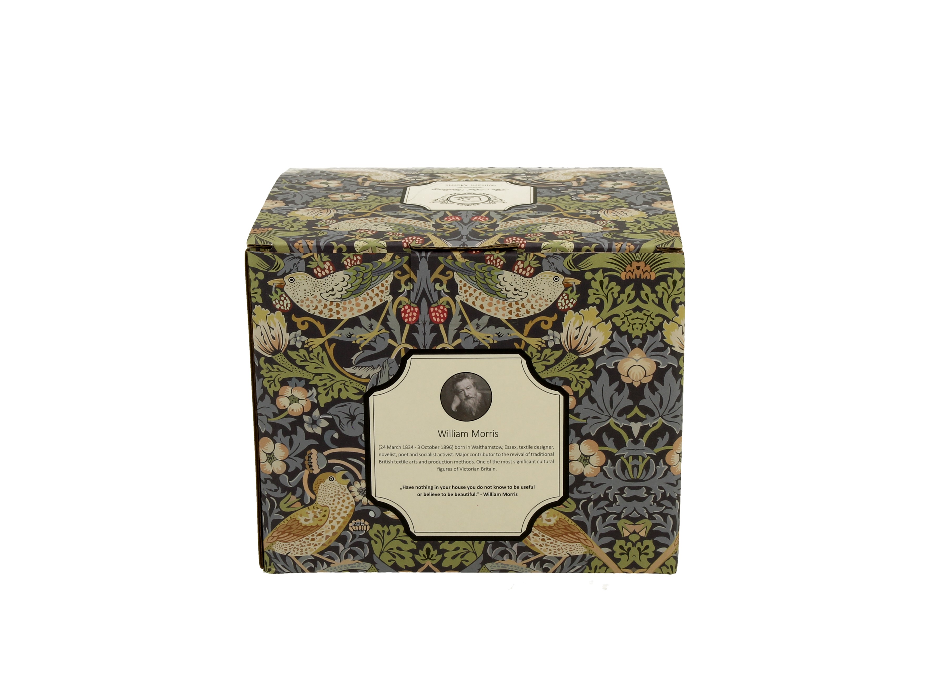 Porcelánový sudový hrnček William Morris - Strawberry Thief Blue 430 ml